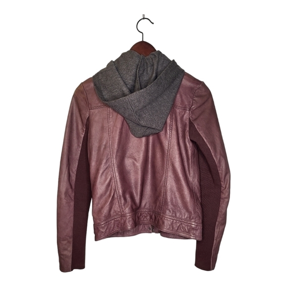 HINGE Leather Hooded Jacket. Ladies Size XS - Picture 6 of 16